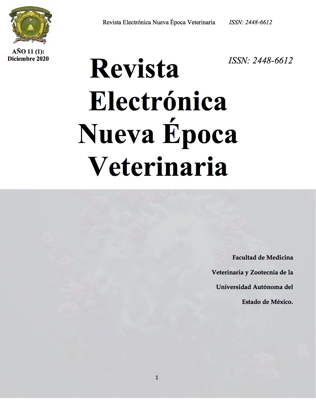 Revista Electrónica Nueva Época Veterinaria, Año 11 - No. 1, Diciembre 2020